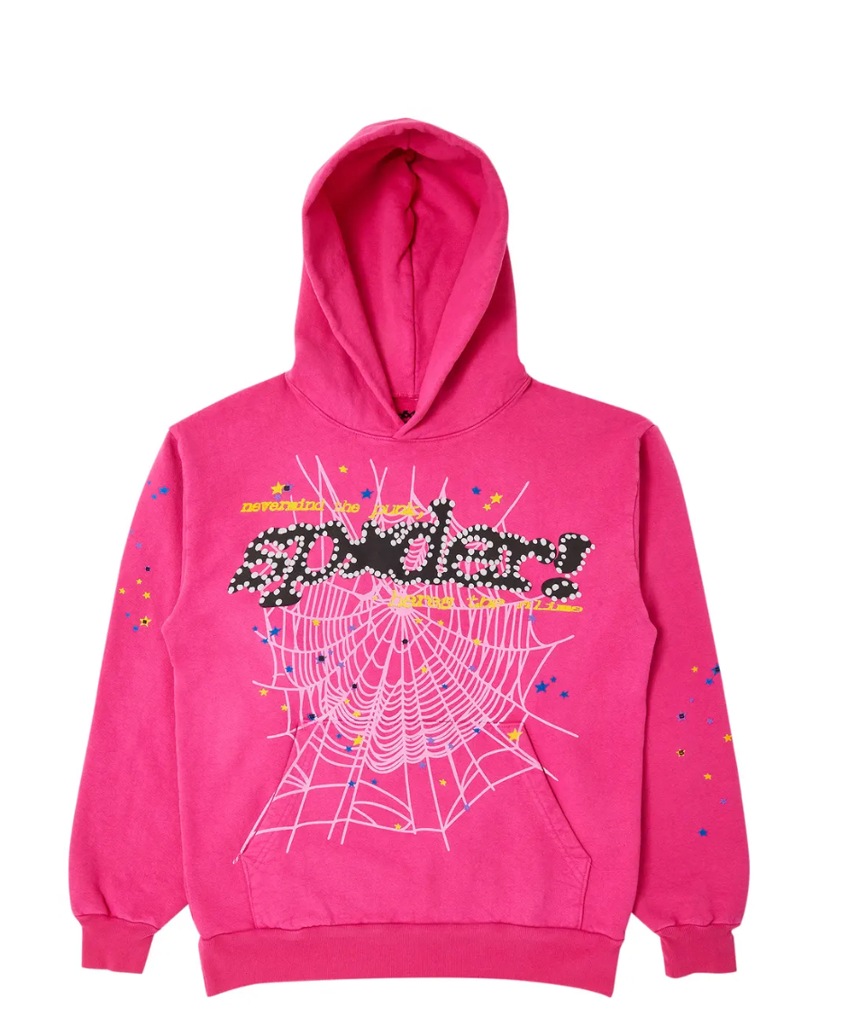 Sp5der Pink Hoodie - back view - District 97 Clothing streetwear
