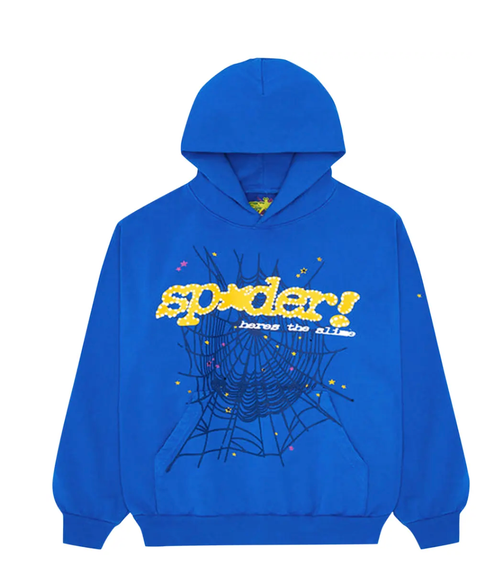 Sp5der Hoodie TC Blue - front view - District 97 Clothing streetwear