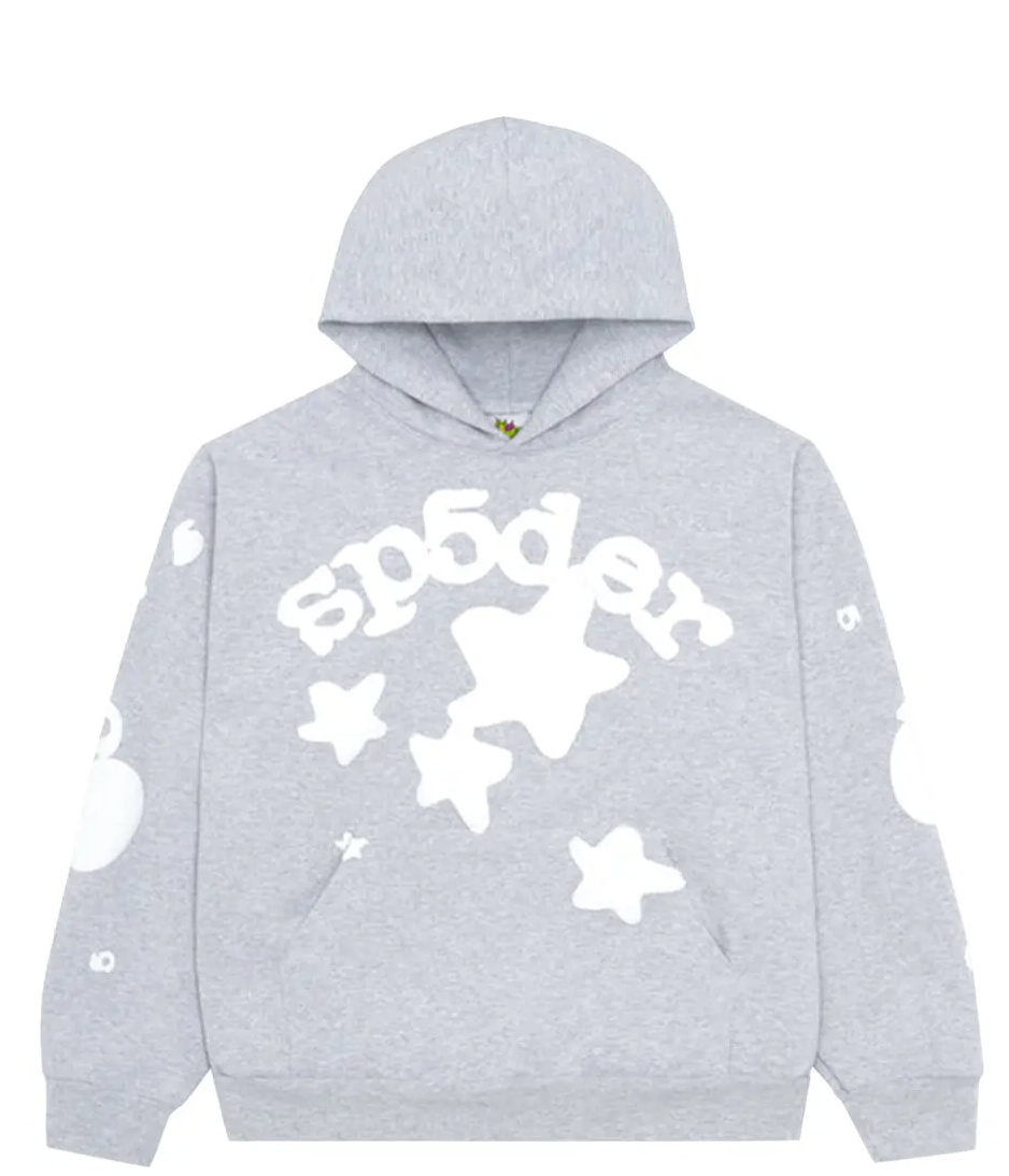Sp5der Beluga Hoodie Grey - front view - District 97 Clothing streetwear
