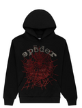 Sp5der Rhinestone OG Web V2 Hoodie Black - front view - District 97 Clothing streetwear