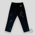 Chrome Hearts Black Cross Patch Double Knee Carpenter Jeans - front view - District 97 Clothing streetwear